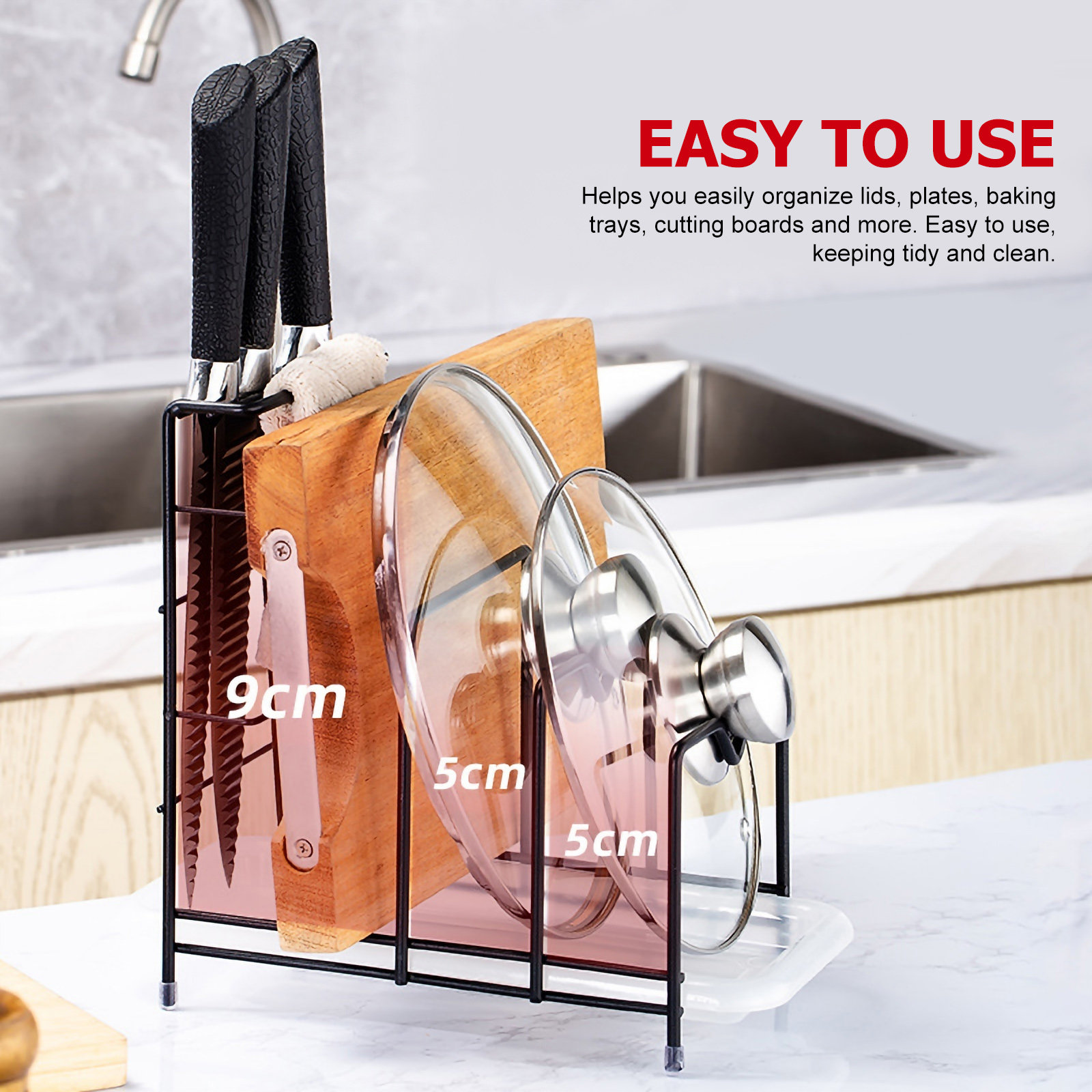 Kitchen Cabinet Baking Sheet Organizer - Pot Lid Rack Kitchen Storage Organizer