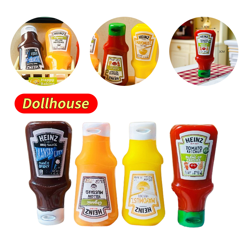 Kitchen Baking Storage - 4Pcs Dollhouse Miniature Strawberry Sauce Jam