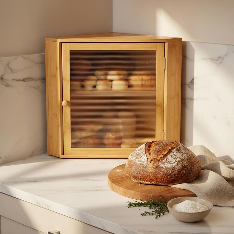 Kitchen Baking Storage - Corner Bread Box for Kitchen Counter,