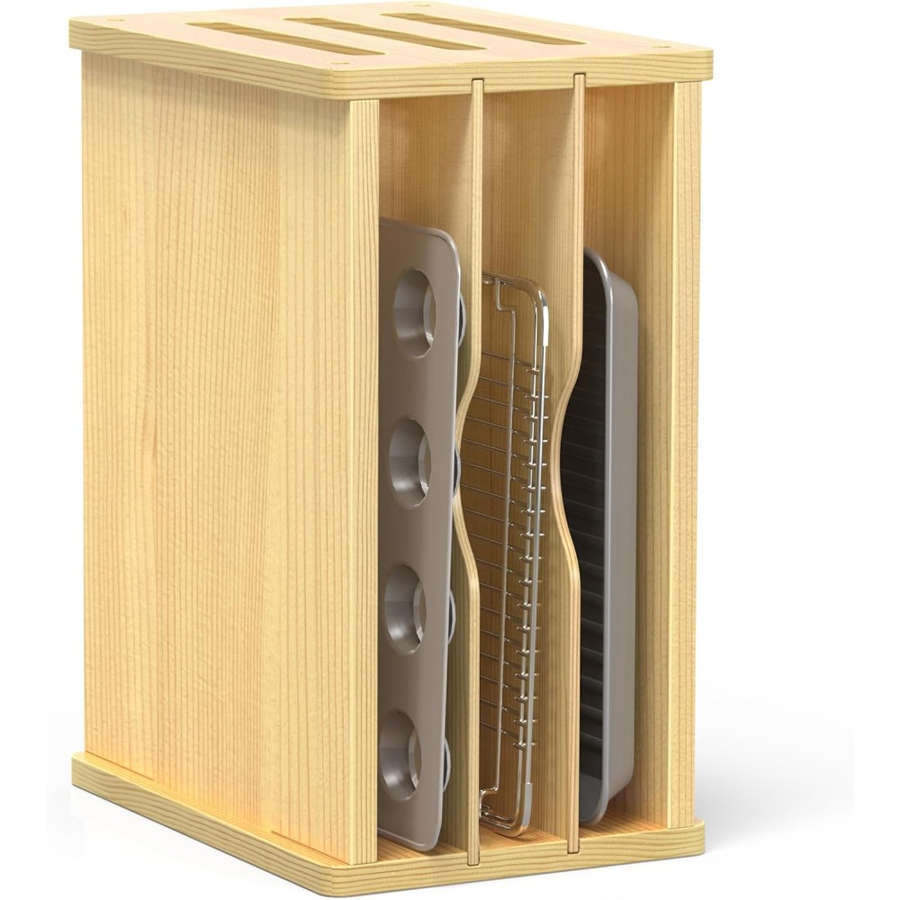 Wooden Cabinet Tray Dividers,  - огляд і ціна Kitchen Cabinet Baking Sheet Organizer