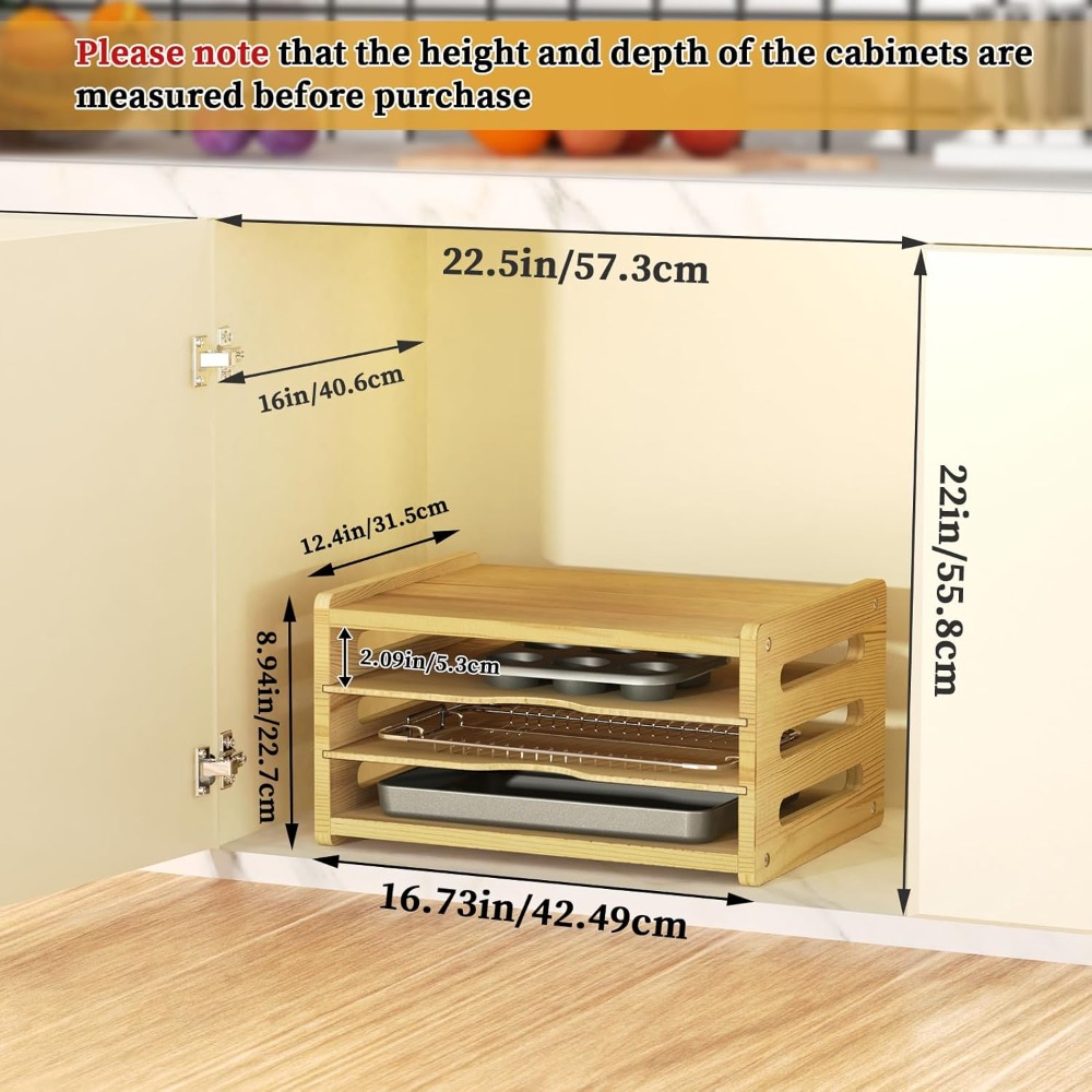 Wooden Cabinet Tray Dividers,  - огляд і ціна Kitchen Cabinet Baking Sheet Organizer