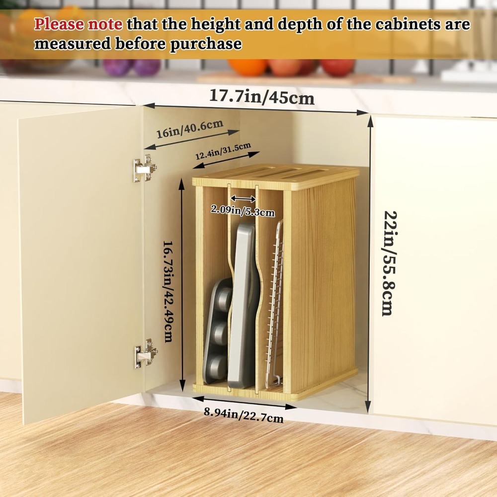 Wooden Cabinet Tray Dividers,  - огляд і ціна Kitchen Cabinet Baking Sheet Organizer