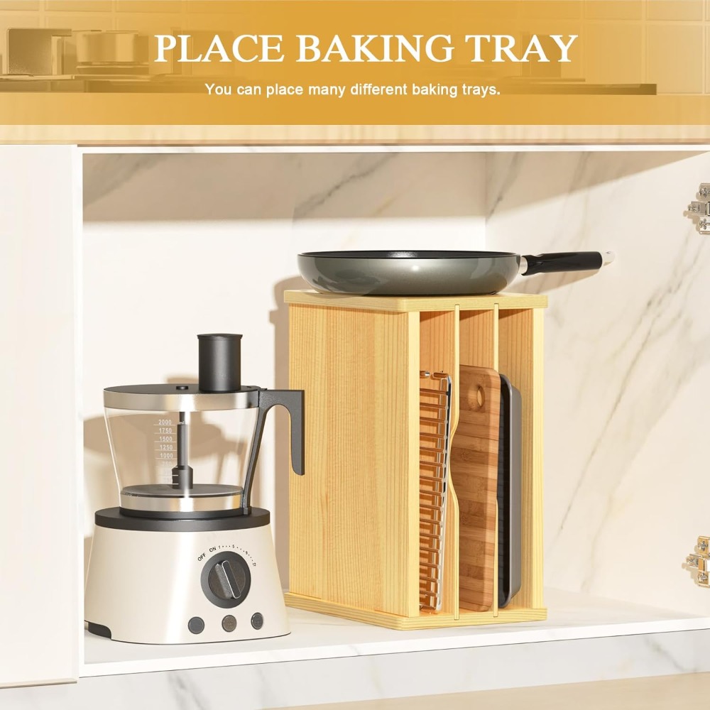 Wooden Cabinet Tray Dividers,  - огляд і ціна Kitchen Cabinet Baking Sheet Organizer