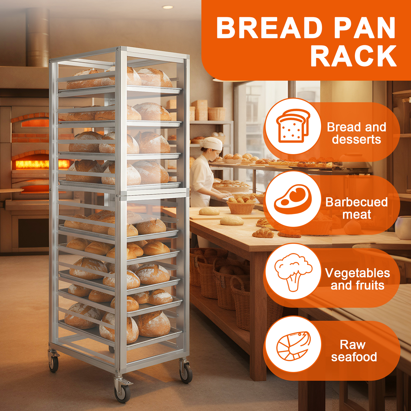 18 Tiers Bun Rack with Wheels  - огляд і ціна Commercial Kitchen Baking Equipment