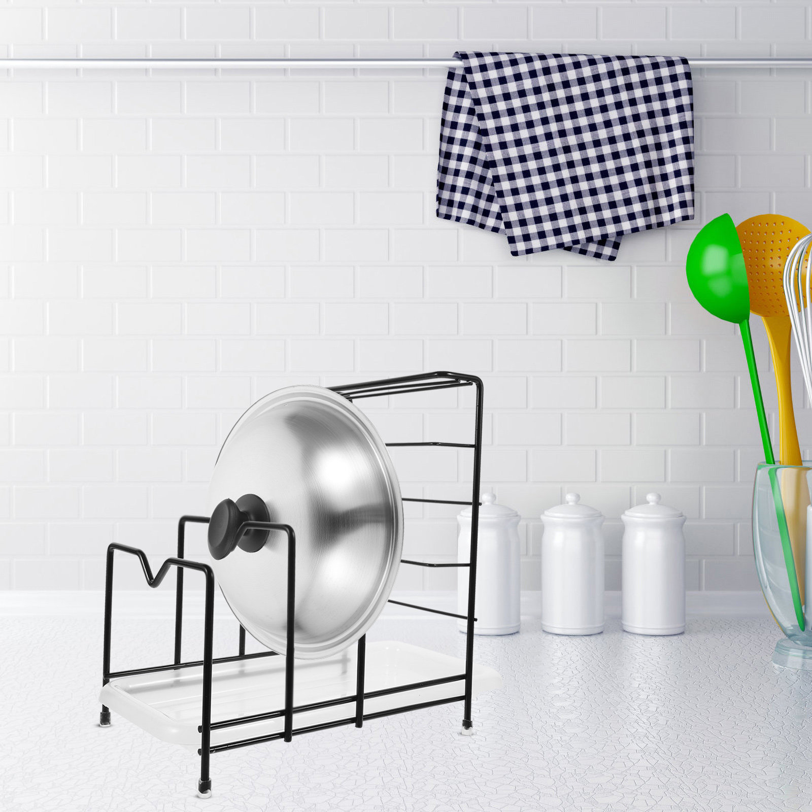 Pot Lid Rack Cutting Board Org - огляд і ціна Kitchen Cabinet Baking Sheet Organizer