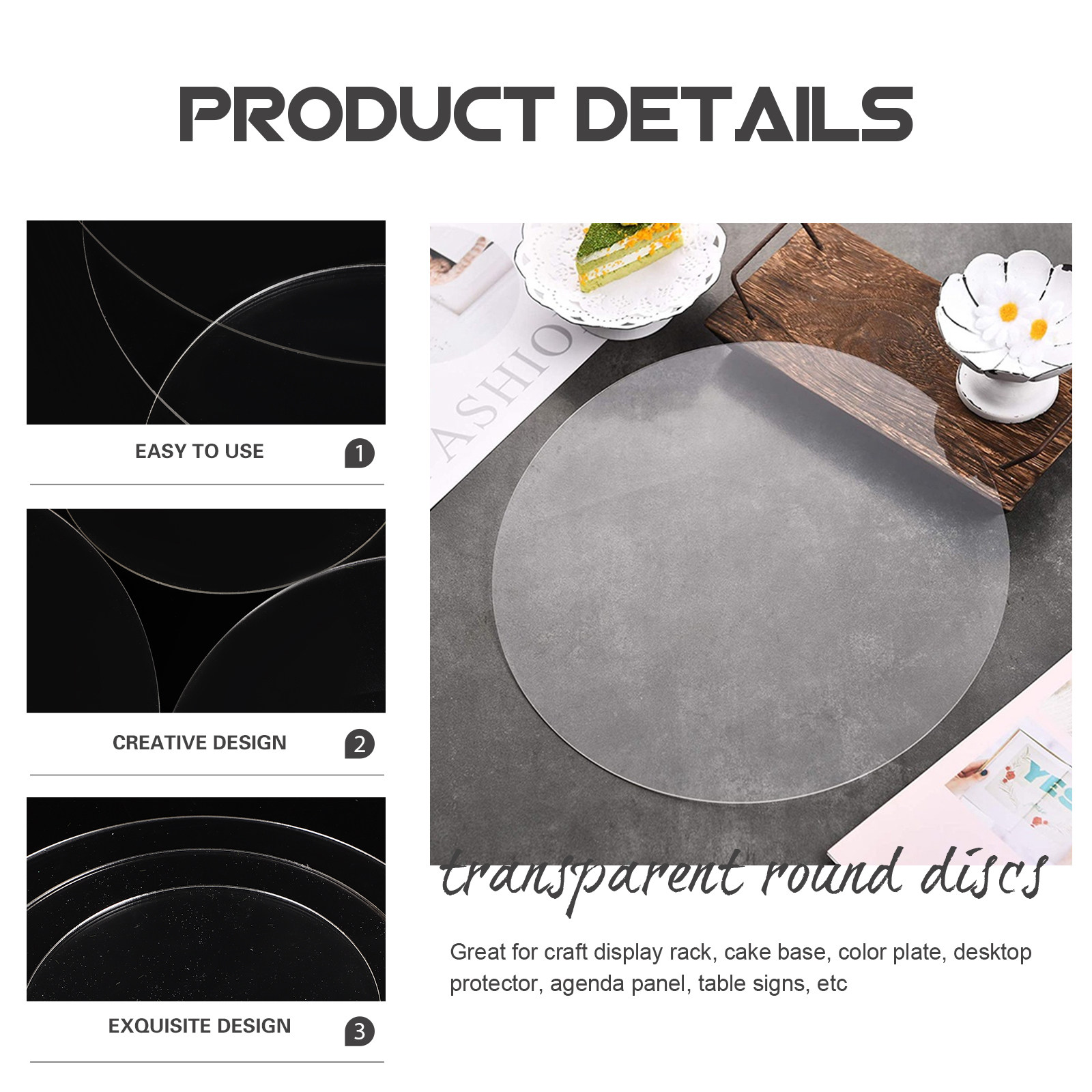 3Pcs Acrylic Round Cake Displa - огляд і ціна Cake Board Round