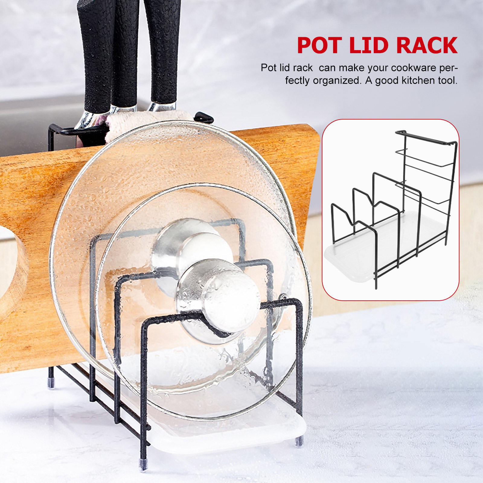Pot Lid Organizer Rack Cutting - огляд і ціна Kitchen Cabinet Baking Sheet Organizer
