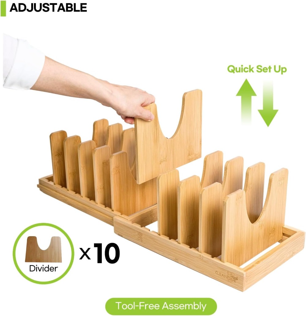 Expandable Bamboo Pots and Pan - огляд і ціна Kitchen Cabinet Baking Sheet Organizer