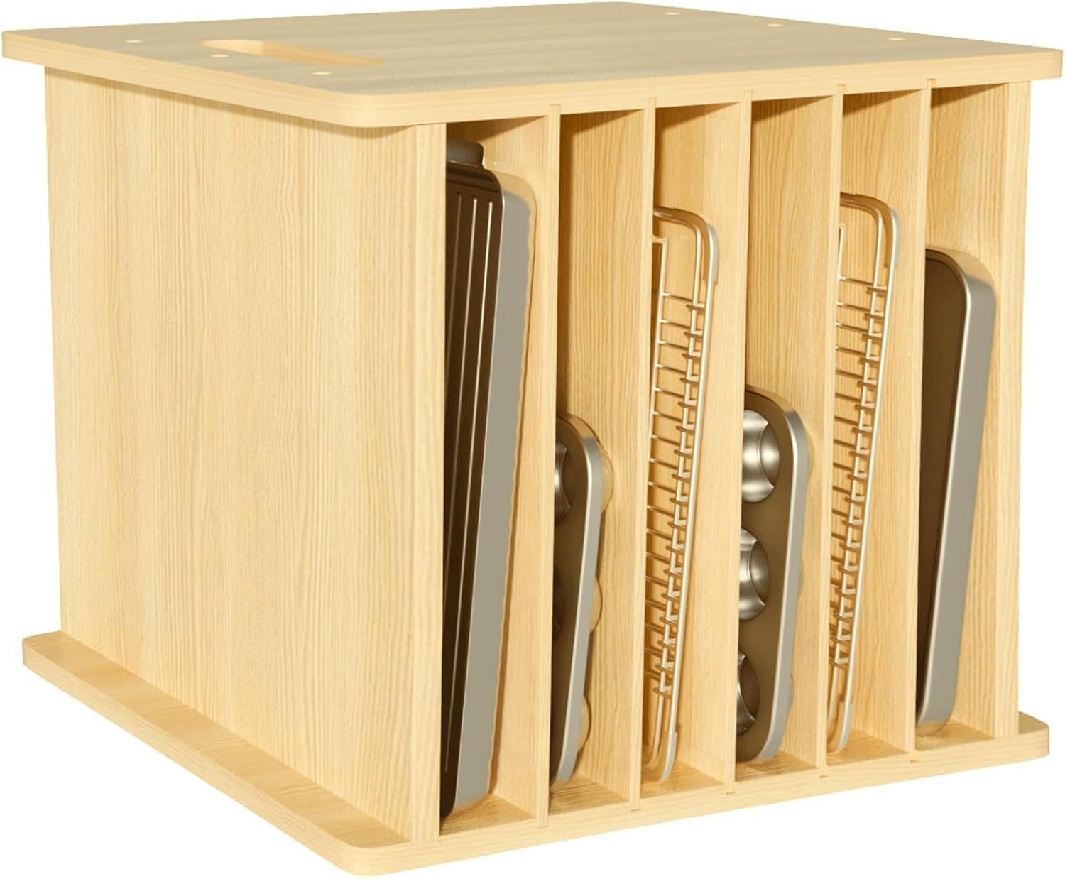 7 Tier Wooden Tray Dividers fo - огляд і ціна Kitchen Cabinet Baking Sheet Organizer