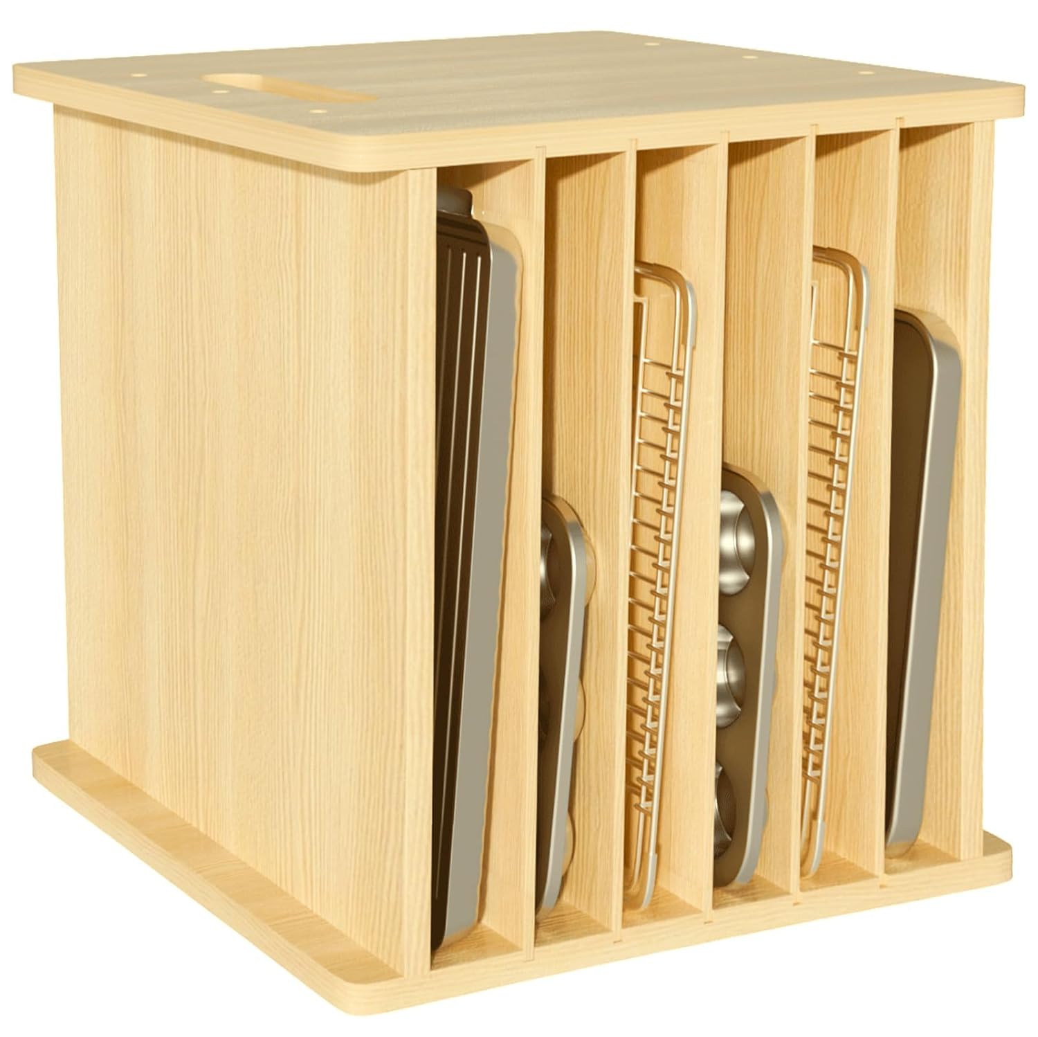 7 Tier Wooden Tray Dividers Ca - огляд і ціна Kitchen Cabinet Baking Sheet Organizer