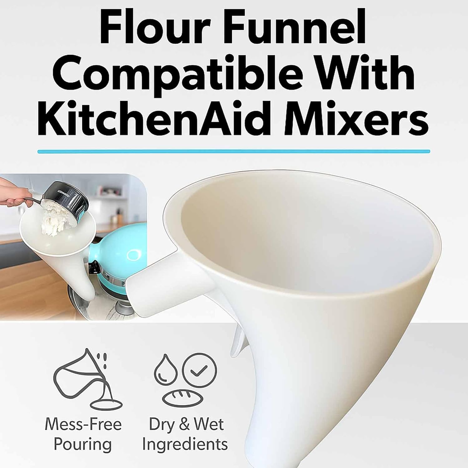 Flour Funnel for Kitchen Aid M - огляд і ціна Kitchen Baking Mess